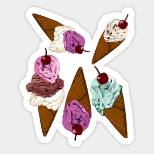 Icecreams - let’s scream for ice cream cones with cherry on top Sticker